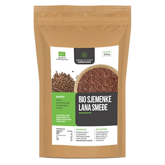 Bio sjemenke lana smeđe Green Planet Superfoods 500g - Alternativa Webshop