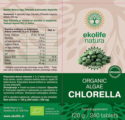 BIO Alga Chlorella Ekolife Natura 240 tableta - Alternativa Webshop