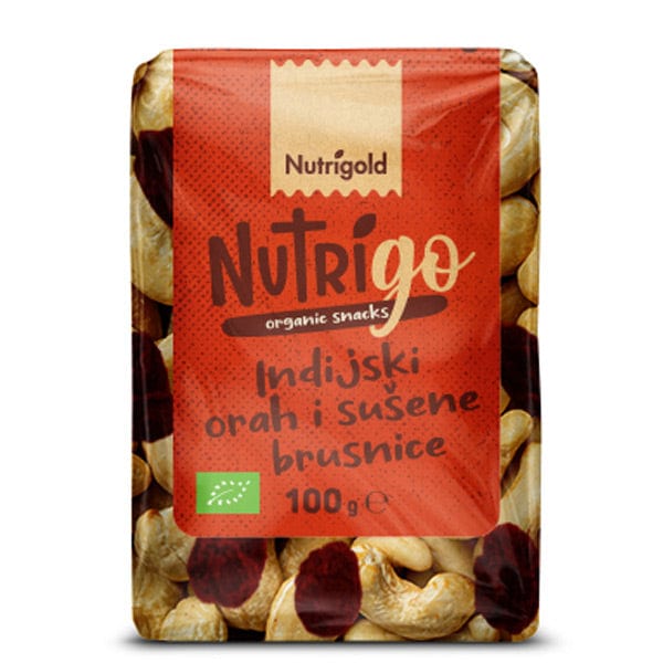 BIO indijski oraščić & sušene brusnice NutriGo 100g Nutrigold - Alternativa Webshop