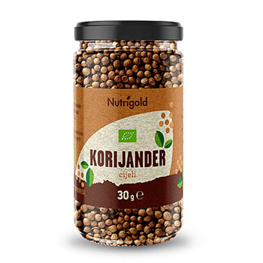 BIO Korijander Cijeli Staklenka 30g Nutrigold - Alternativa Webshop