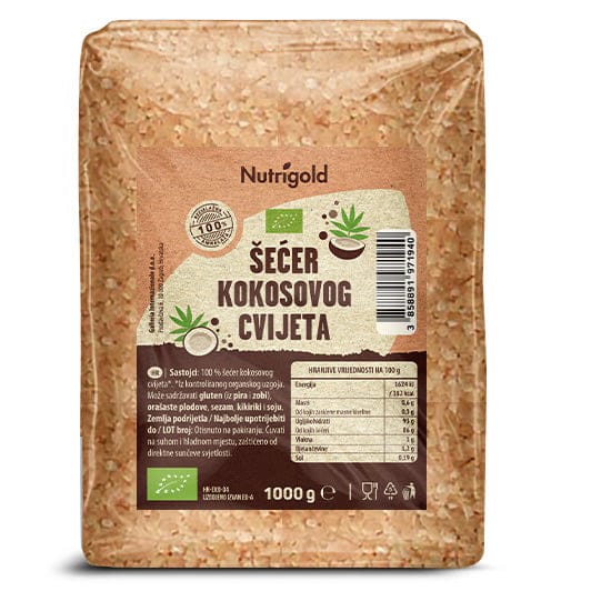 BIO šećer kokosovog cvijeta 1000g Nutrigold - Alternativa Webshop
