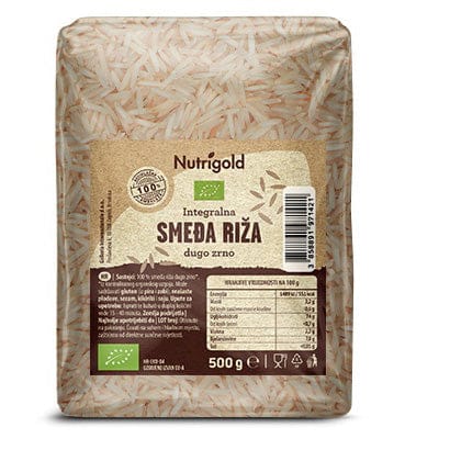 BIO Smeđa riža dugog zrna Integralna 500g Nutrigold - Alternativa Webshop