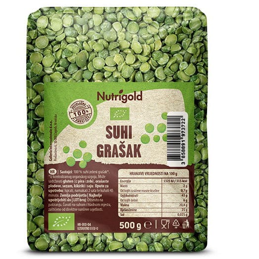 BIO Suhi grašak zeleni 500g Nutrigold - Alternativa Webshop