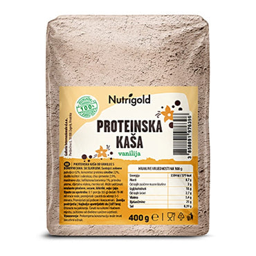 Proteinska kaša Vanilija s dodatkom borovnica Nutrigold 400g - Alternativa Webshop