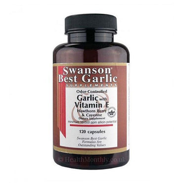 Garlic with vitamin E, Hawthorn Berry and Cayenne Swanson 120kapsula