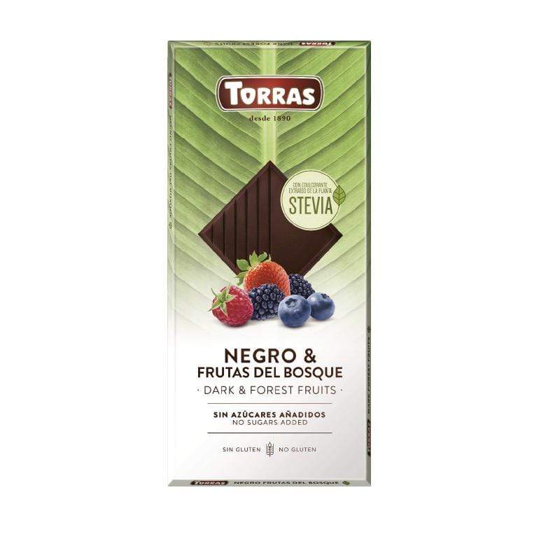 Tamna čokolada sa šumskim voćem i stevijom Torras 125g