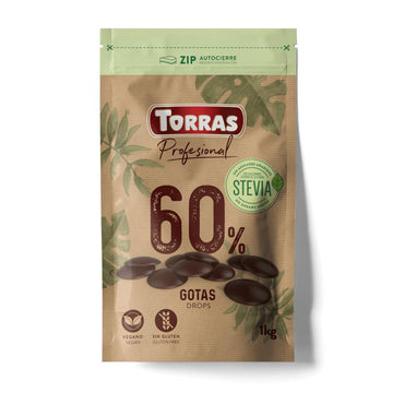 Tamna čokolada za kuhanje kapljice 60% sa stevijom Torras 1kg - Alternativa Webshop